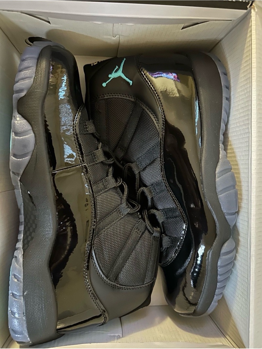 Jordan Men's Sneakers — Black with Teal Jumpman